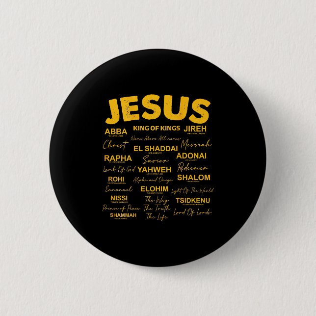 Badge Rond 5 Cm Jesus Is King Names Of God Hebrew Jesus Christian  (Devant)