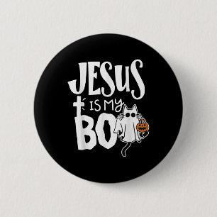 Badge Rond 5 Cm Jesus Is My Boo - Drôle Chat Éffrayant Christian H