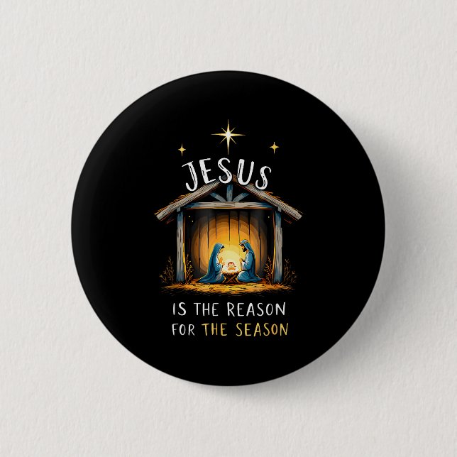 Badge Rond 5 Cm Jesus Is The Reason For The Season Christmas Xmas  (Devant)
