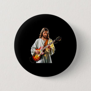 Badge Rond 5 Cm Jésus joue avec une guitare - Drôle de chrétien jo