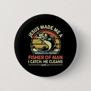 Badge Rond 5 Cm Jésus m'a fait pêcheur d'homme drôle Byss Papa Chr