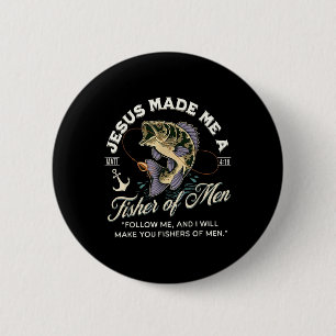 Badge Rond 5 Cm Jésus M'A Fait Un Pêcheur D'Hommes Drôle Poisson C