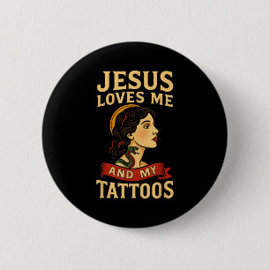 Badge Rond 5 Cm Jésus m'aime et mes tatouages _3