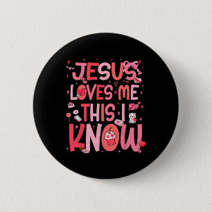Badge Rond 5 Cm Jésus m'aime, je le sais Dieu Religieux Chrétien