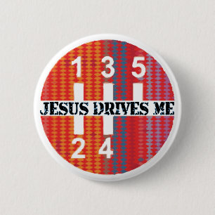 Badge Rond 5 Cm Jésus me conduit bouton chrétien