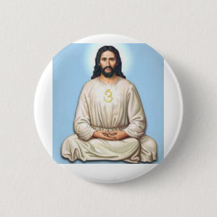 Badge Rond 5 Cm Jésus méditant avec l'OM