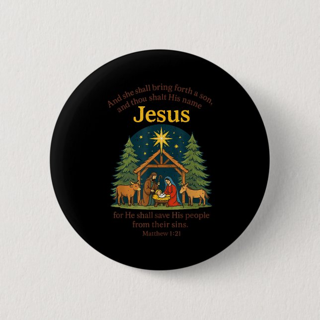 Badge Rond 5 Cm Jesus Nativity Christian Christmas Bible Pjs Toddl (Devant)