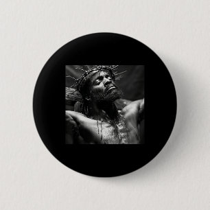 Badge Rond 5 Cm Jésus Noir, Chrétienté, Église, Christ, Jésus 1
