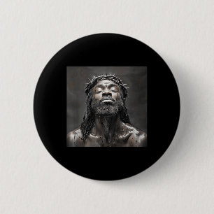 Badge Rond 5 Cm Jésus Noir, Christianisme, Église, Christ, Jésus _