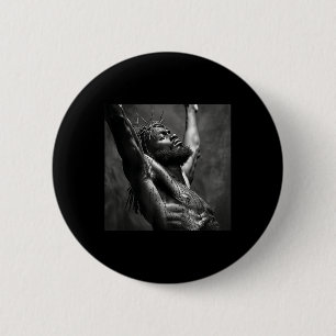 Badge Rond 5 Cm Jésus Noir, Christianisme, Église, Christ, Jésus