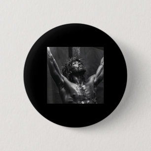 Badge Rond 5 Cm Jésus Noir, Christianisme, Église, Christ, Jésus