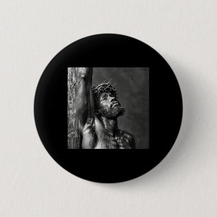 Badge Rond 5 Cm Jésus Noir, Christianisme, Église, Christ, Jésus