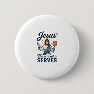 Badge Rond 5 Cm Jesus Pickleball Celui Qui Sert Chemise