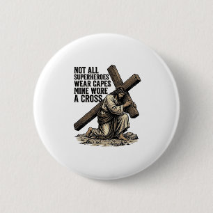 Badge Rond 5 Cm Jésus portant la Croix Vintage Chrétien