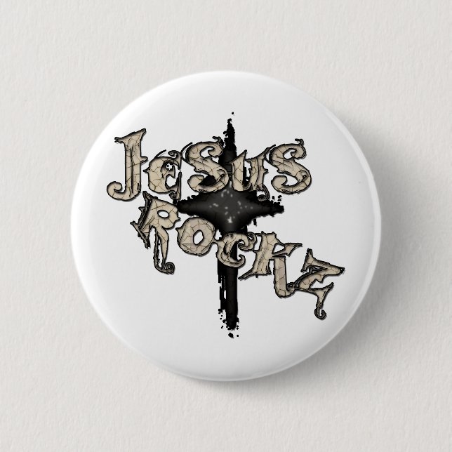 Badge Rond 5 Cm Jesus Rockz Christian (Devant)