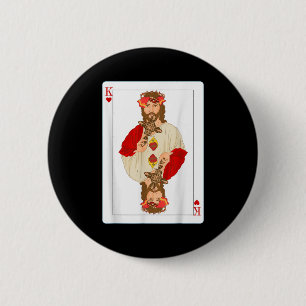 Badge Rond 5 Cm Jésus Roi Des Coeurs Carte La Foi Chrétienne Suici