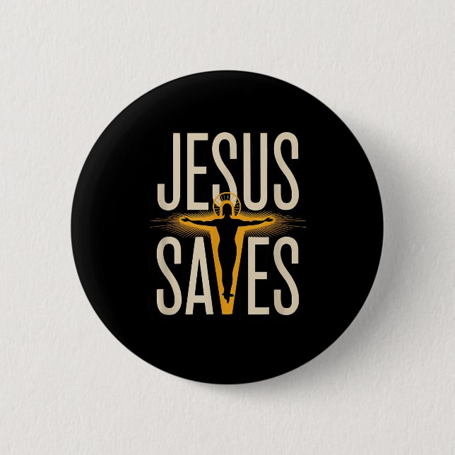 Badge Rond 5 Cm Jésus Sauve Foi Chrétienne Dévotion Croyant  (Devant)