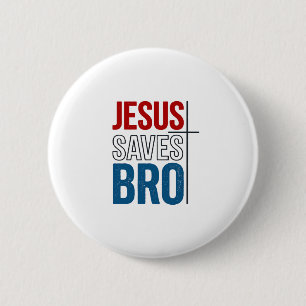 Badge Rond 5 Cm Jésus Sauve Frère Typographie Chrétienne T-Shirt C