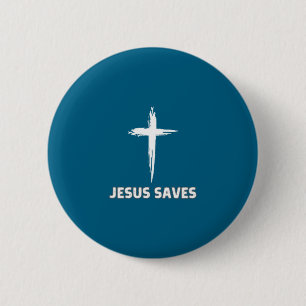 Badge Rond 5 Cm Jésus sauve petite croix grande foi 3 christ