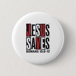 Badge Rond 5 Cm Jésus Sauve Romains 10_9 Chemise Vintage Chrétienn