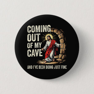 Badge Rond 5 Cm Jésus sortant de ma grotte