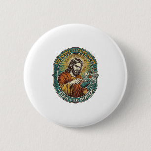 Badge Rond 5 Cm Jésus Souris Double Clic Cassée Bureau IT Tech
