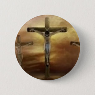 BADGE ROND 5 CM JÉSUS SUR LA CROIX