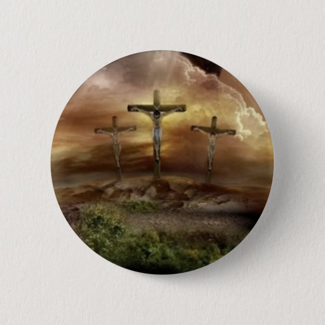 BADGE ROND 5 CM JÉSUS SUR LA CROIX (Devant)