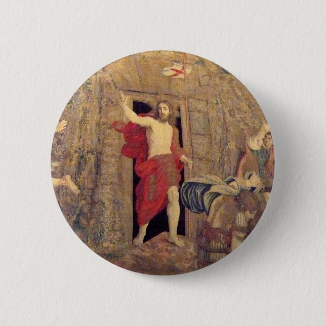 Badge Rond 5 Cm Jésus sur la tapisserie de résurrection à Vatican (Devant)