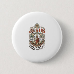 Badge Rond 5 Cm Jésus Symbole de l'Église primitive Esthétique Jés