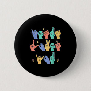 Badge Rond 5 Cm Jésus t'aime Asl chrétien Jésus tout-petit je sign