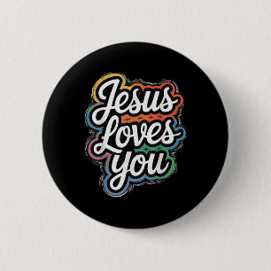 Badge Rond 5 Cm Jésus t'aime - Foi chrétienne & Messa d'amour