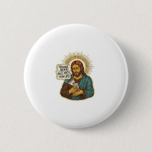 Badge Rond 5 Cm Jésus Téléphone Mort Pas De Musique Humour De Gym 
