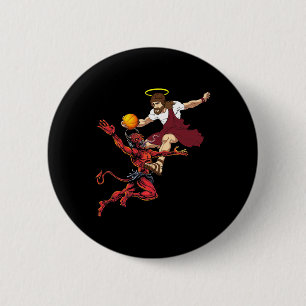 Badge Rond 5 Cm Jésus Traversant Le Joueur De Basket-Ball Devil Du