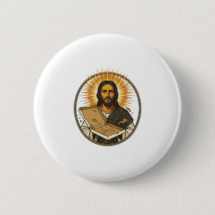 Badge Rond 5 Cm Jésus Trompé Par Une Boîte De Pizza Vide Humour De