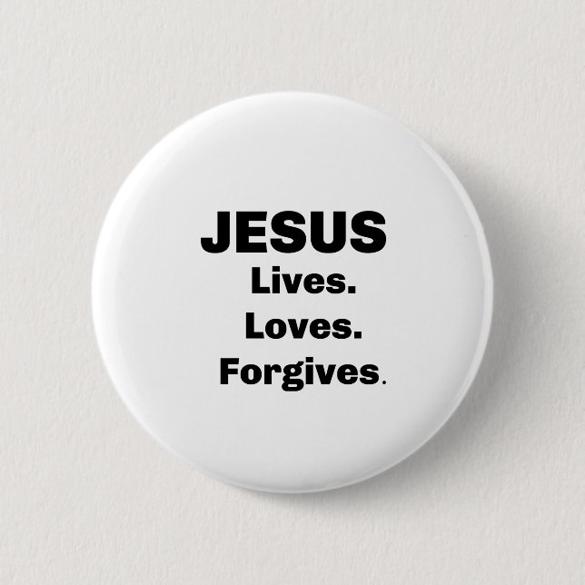 Badge Rond 5 Cm JÉSUS Vit Aime Pardonne (Devant)