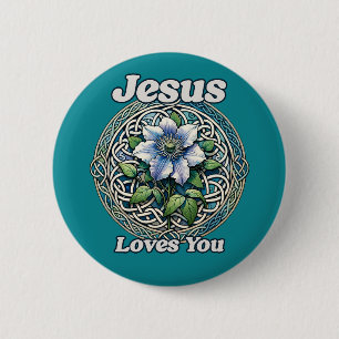 Badge Rond 5 Cm Jésus vous aime Clematis Art