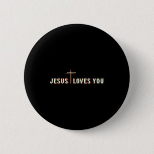 Badge Rond 5 Cm Jésus Vous Aime Croix Dieu Graphique Chrétien