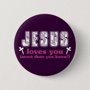 Badge Rond 5 Cm Jésus vous aime davantage que vous savez