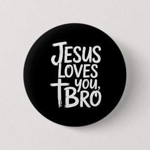 Badge Rond 5 Cm Jésus Vous Aime Frère Chrétien Religieux 