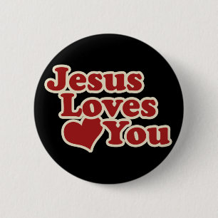 Badge Rond 5 Cm Jésus vous aime pour les chrétiens