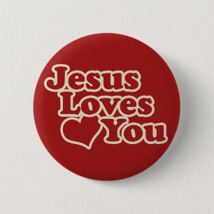 Badge Rond 5 Cm Jésus vous aime pour les chrétiens