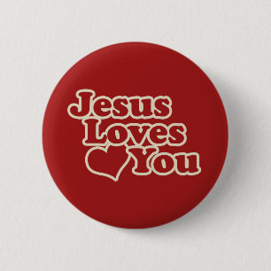 Badge Rond 5 Cm Jésus vous aime pour les chrétiens