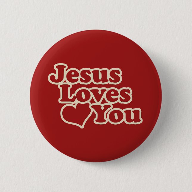 Badge Rond 5 Cm Jésus vous aime pour les chrétiens (Devant)