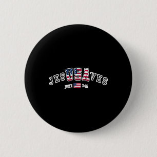 Badge Rond 5 Cm Jesussaves Jesusaves Usa Drapeau Américain Patriot