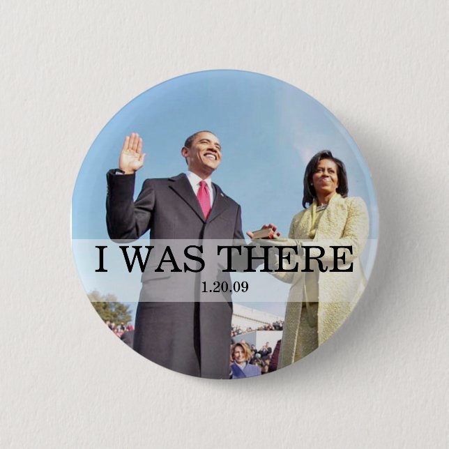 Badge Rond 5 Cm J'ÉTAIS LÀ : Obama Prononce En Inauguration (Devant)
