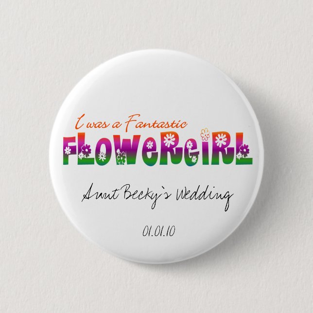 Badge Rond 5 Cm J'étais une Fantastique Flower Girl Button (Devant)