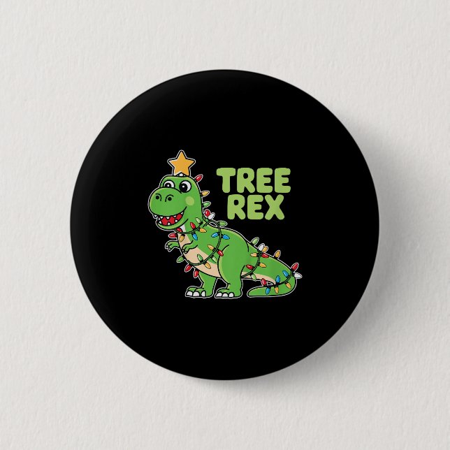 Badge Rond 5 Cm Jeu Arbre Enfants Rex Jeu de Noël Dinosaure (Devant)