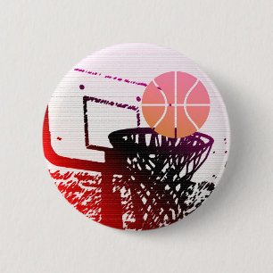 Badge Rond 5 Cm Jeu de car de filet de basket-ball de boule de