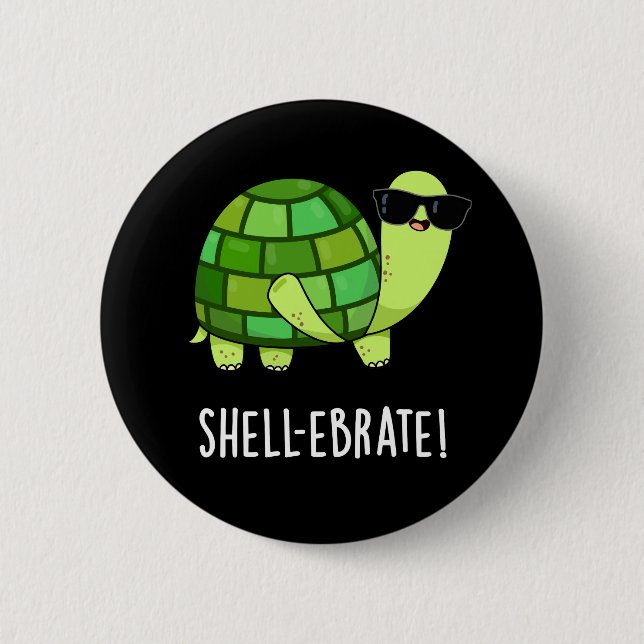 Badge Rond 5 Cm Jeu de coquille Funny Tortoise Animal Pun Dark BG (Devant)